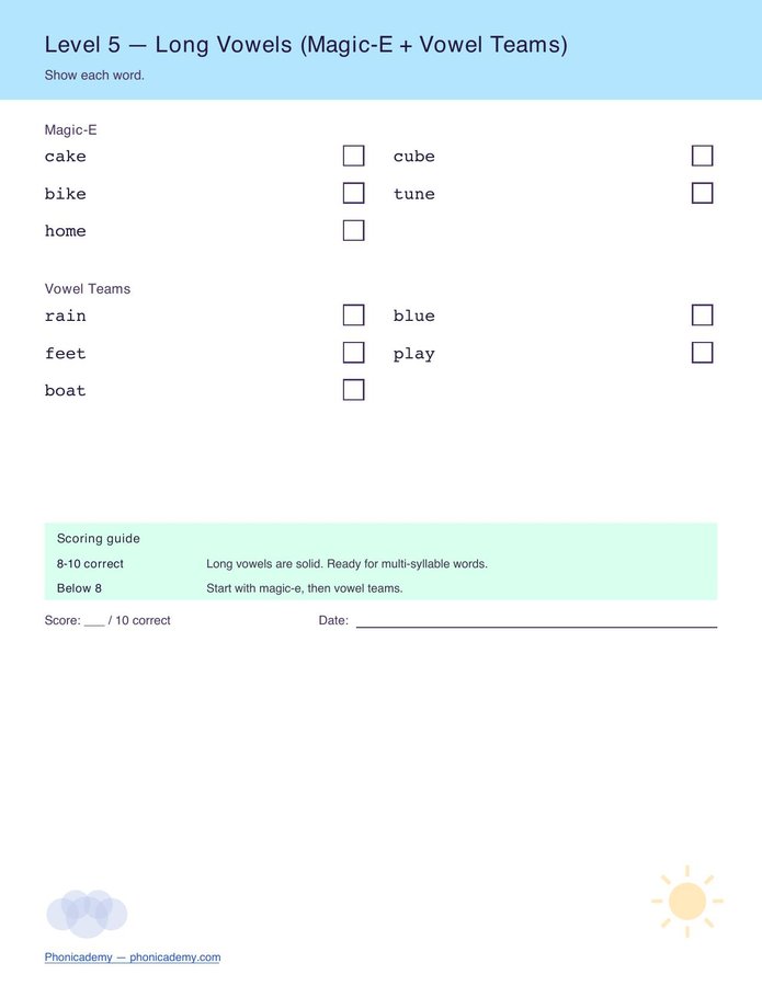 6-Level Phonics Screener (Free PDF) — page 6