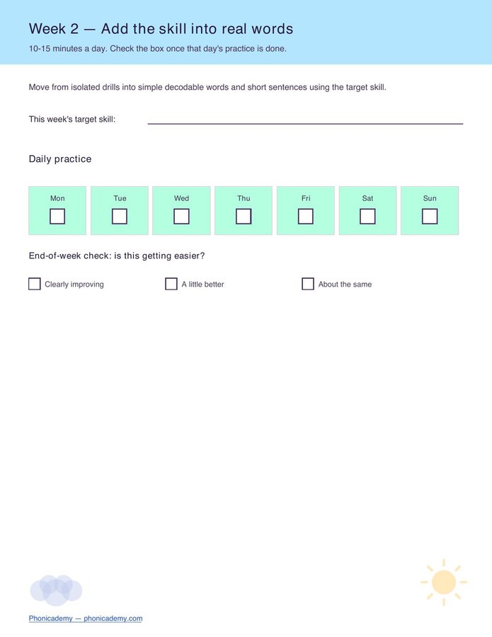 4-Week Phonics Intervention Tracker (Free PDF) — page 3