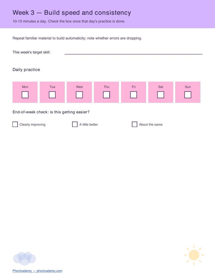 4-Week Phonics Intervention Tracker (Free PDF) — page 4
