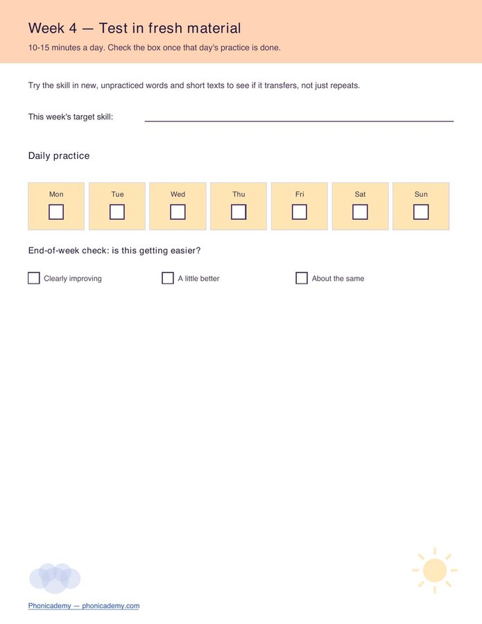 4-Week Phonics Intervention Tracker (Free PDF) — page 5