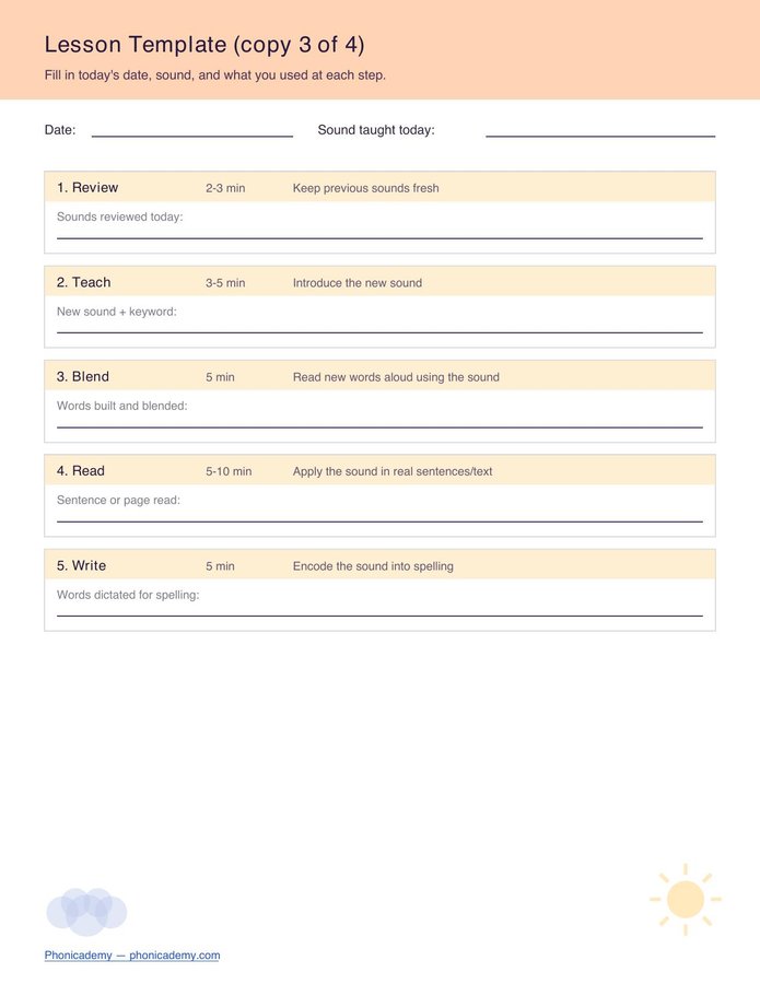 5-Step Phonics Lesson Template (Free PDF) — page 5