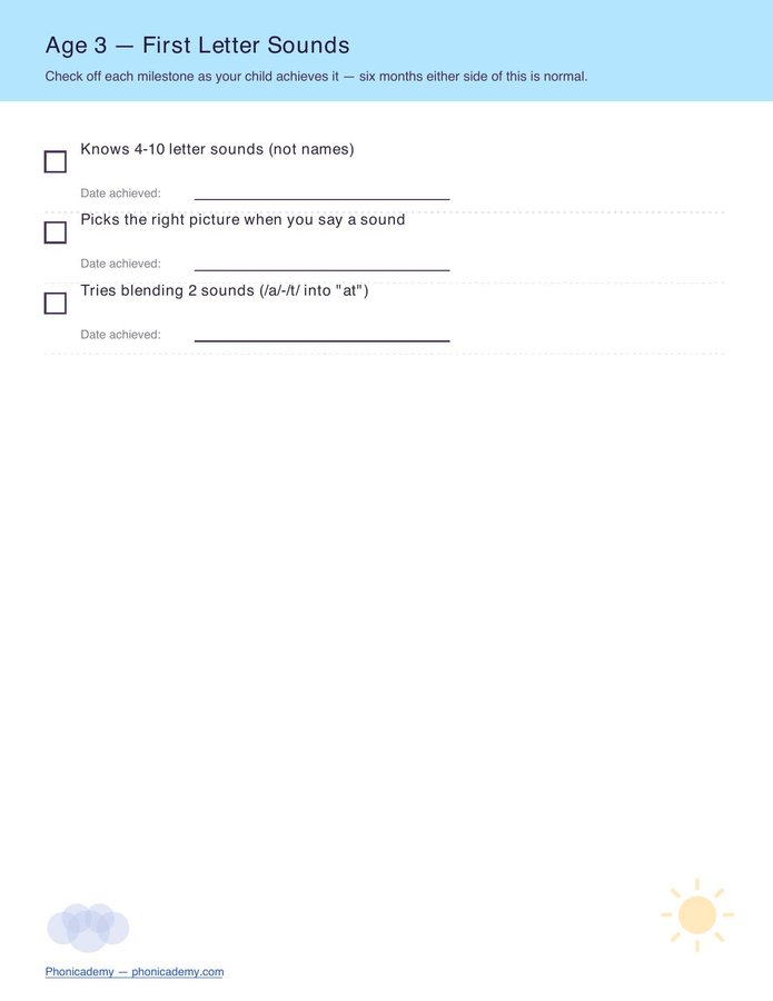 Phonics Milestone Checklist (Free PDF) — page 3