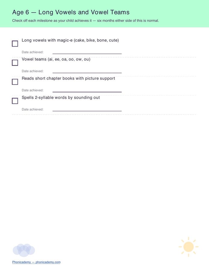 Phonics Milestone Checklist (Free PDF) — page 6