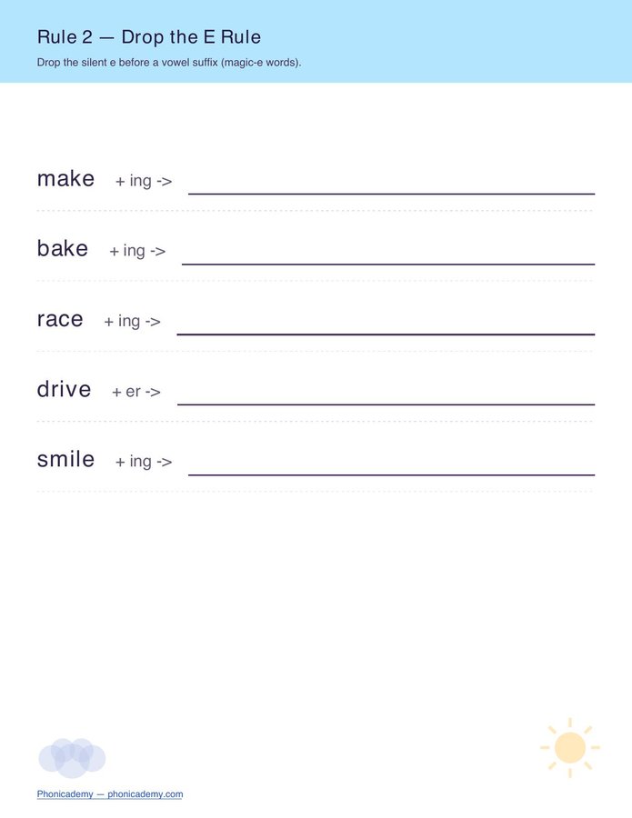 Apply the Rule — Spelling Practice (Free PDF) — page 3