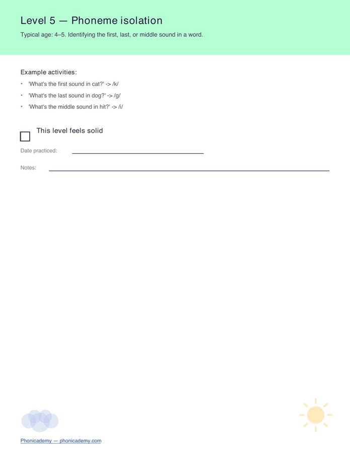 Phonological Awareness Checklist — 8 Levels (Free PDF) — page 6