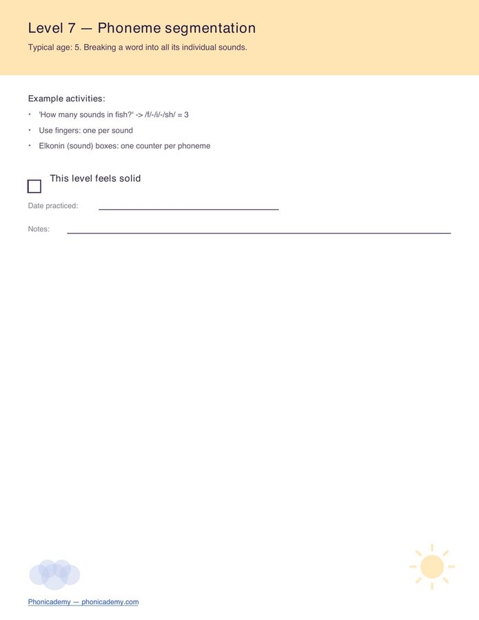 Phonological Awareness Checklist — 8 Levels (Free PDF) — page 8