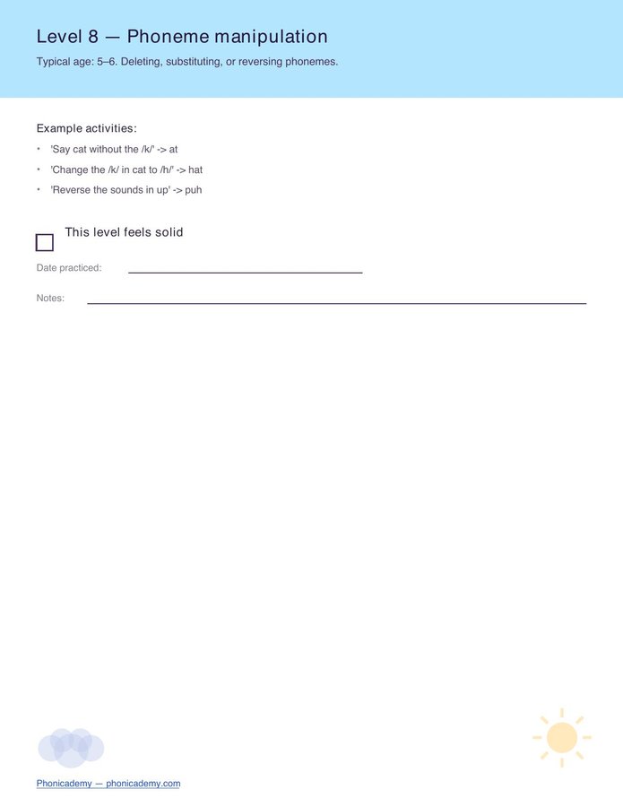 Phonological Awareness Checklist — 8 Levels (Free PDF) — page 9
