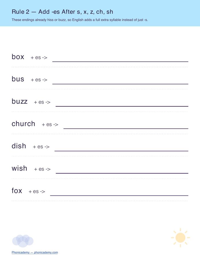 Plural Rules Worksheet (Free PDF) — page 3