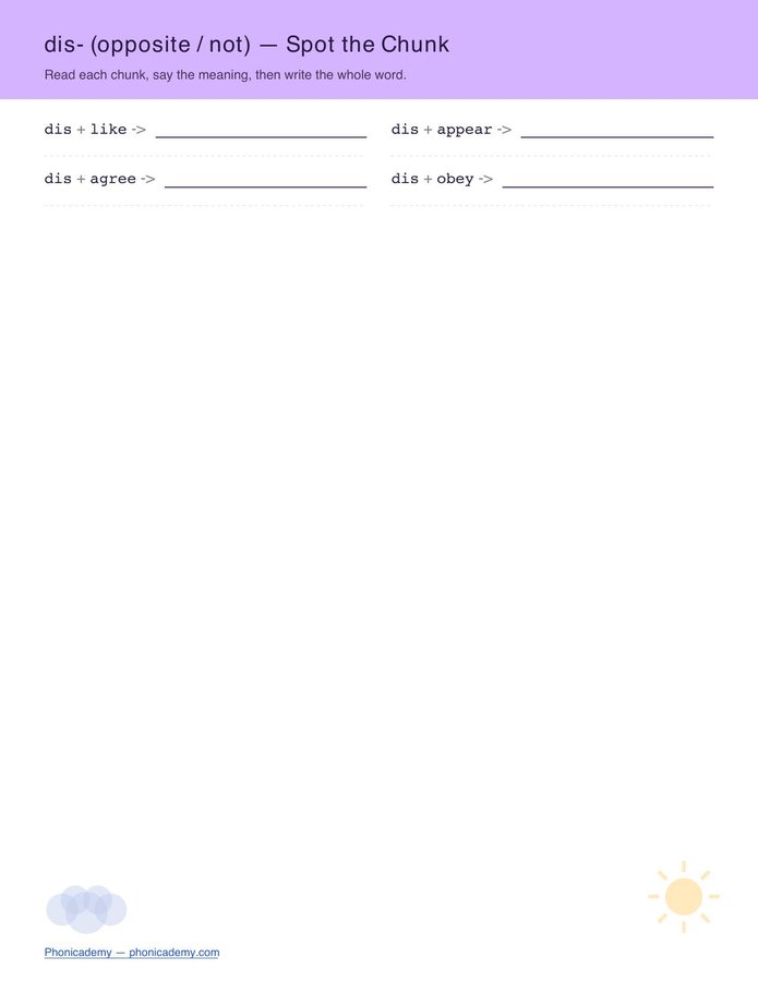 Prefixes & Suffixes — Spot the Chunk (Free PDF) — page 4