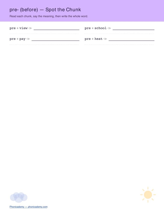 Prefixes & Suffixes — Spot the Chunk (Free PDF) — page 5