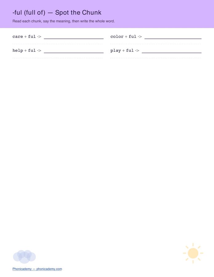 Prefixes & Suffixes — Spot the Chunk (Free PDF) — page 7