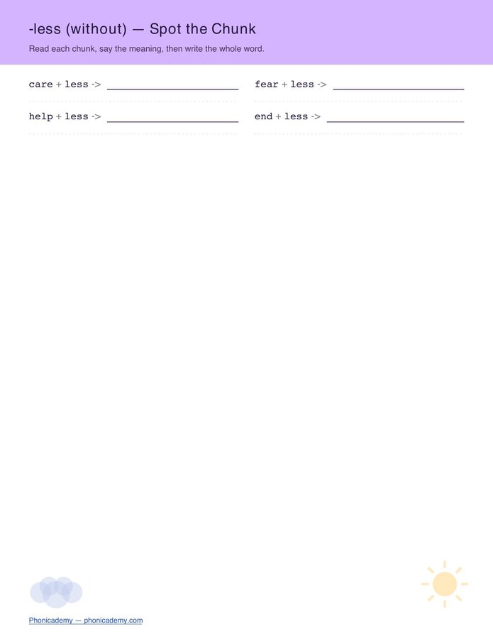 Prefixes & Suffixes — Spot the Chunk (Free PDF) — page 8