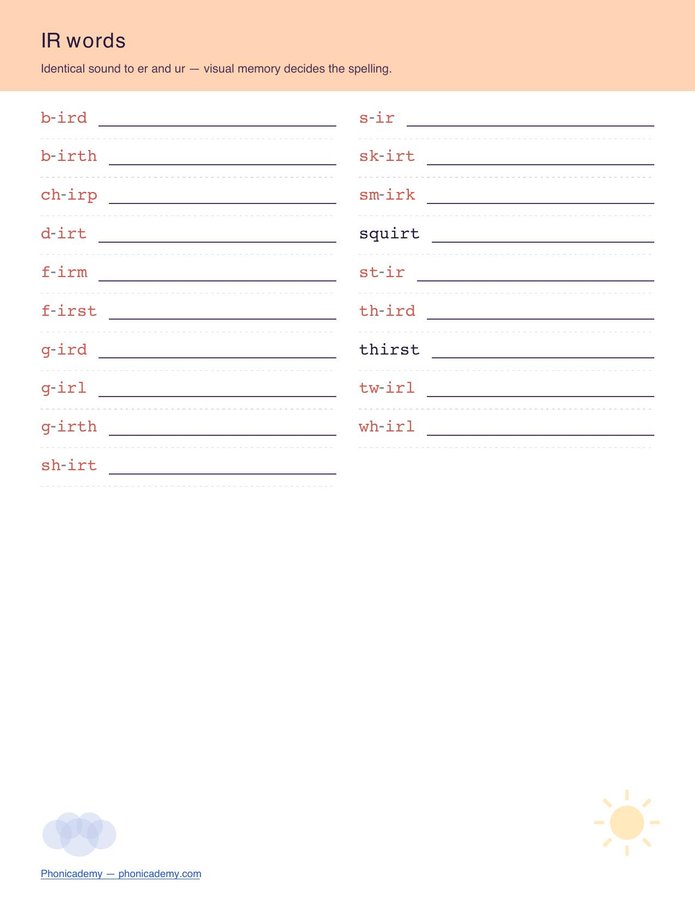 R-Controlled Worksheet — All 5 + Sort (Free PDF) — page 5