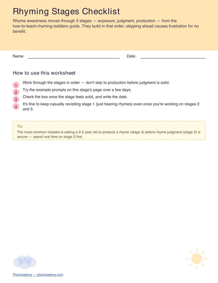 Rhyming Stages Checklist (Free PDF)