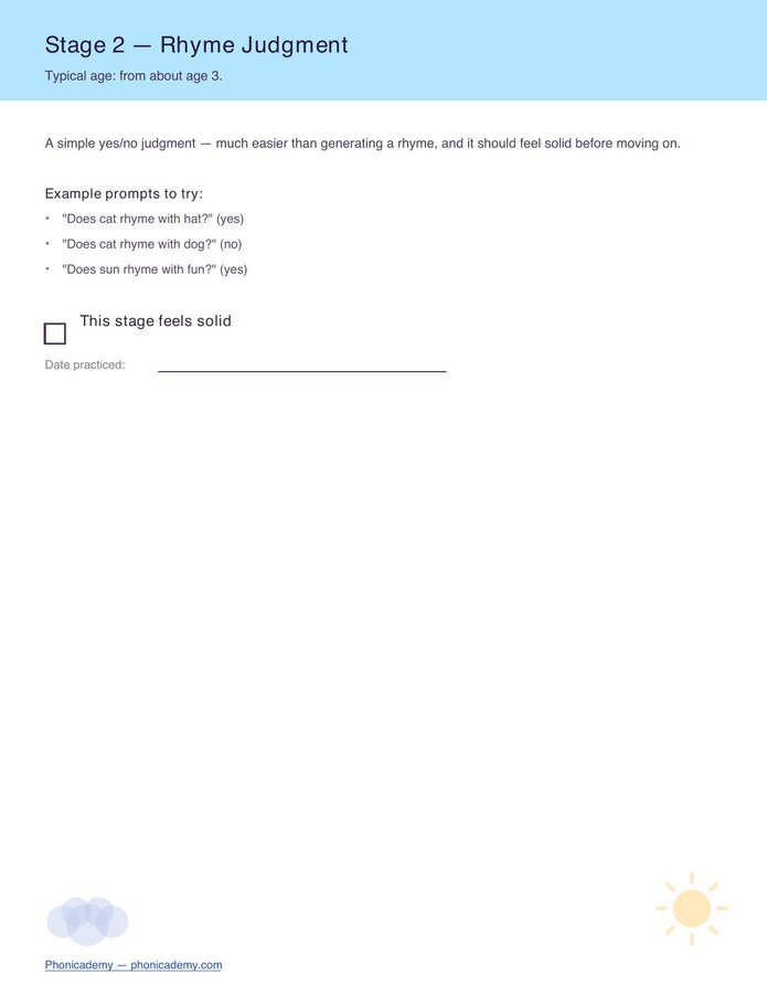 Rhyming Stages Checklist (Free PDF) — page 3