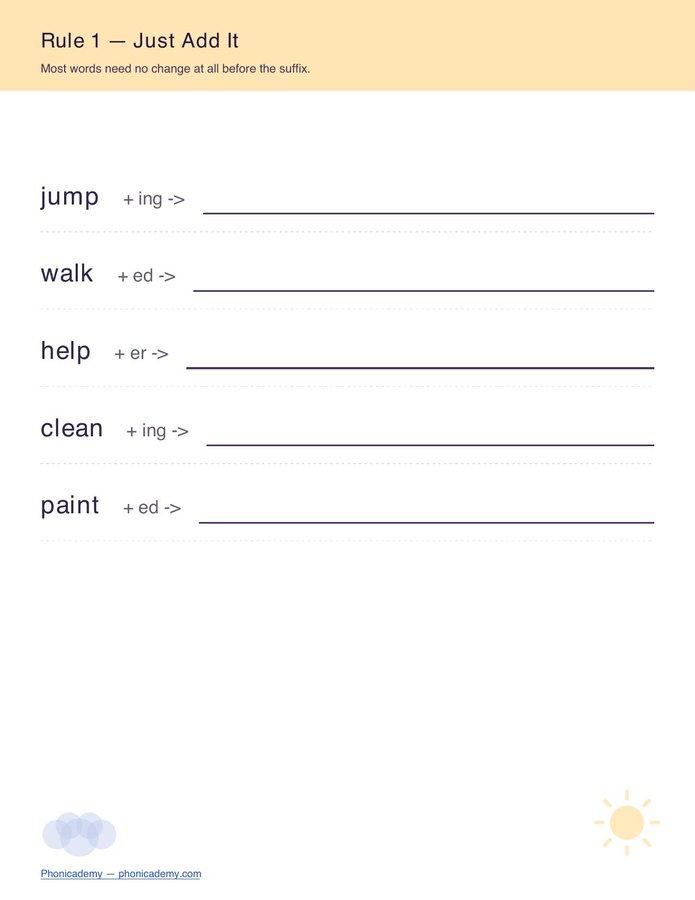 Suffix Spelling Rules Worksheet (Free PDF) — page 2