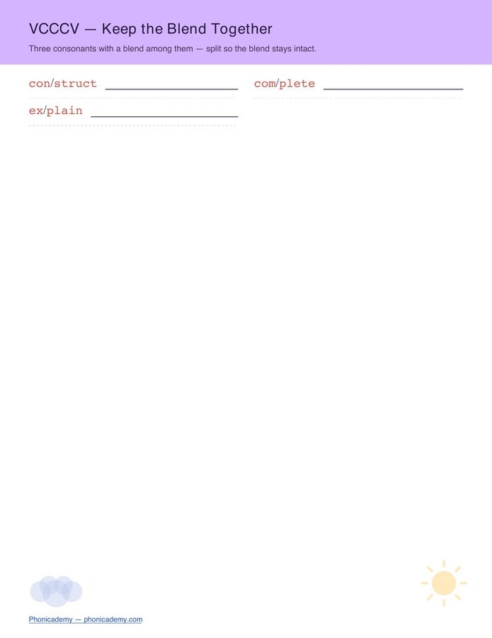 Syllable Division & Decoding Worksheet (Free PDF) — page 4