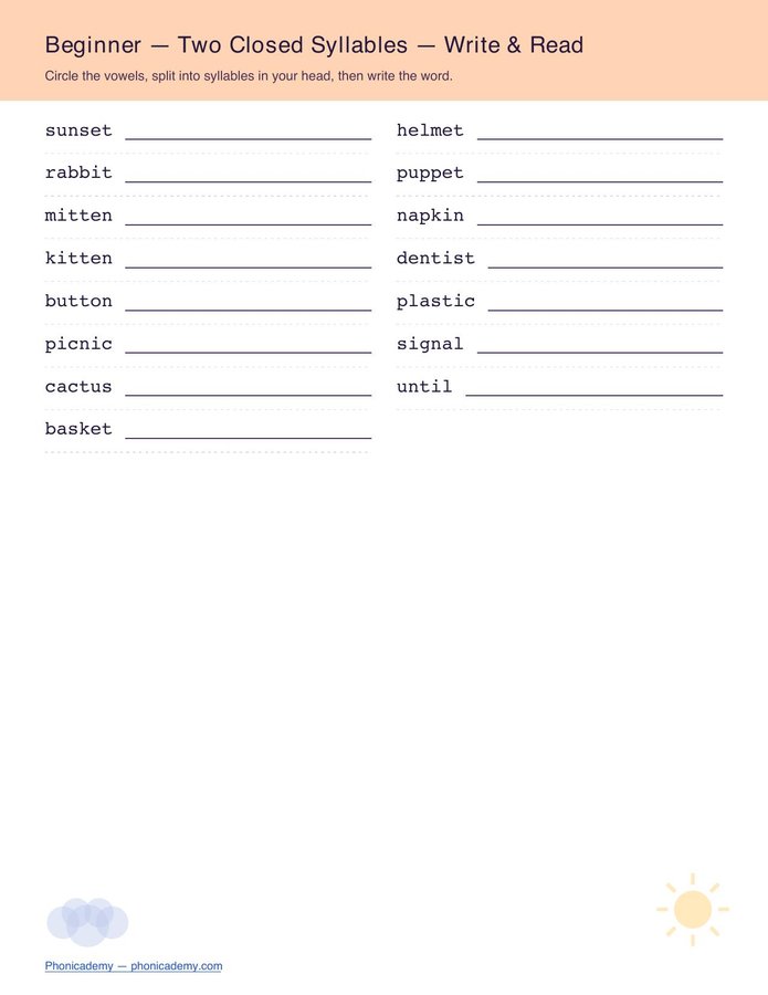 Syllable Division & Decoding Worksheet (Free PDF) — page 5