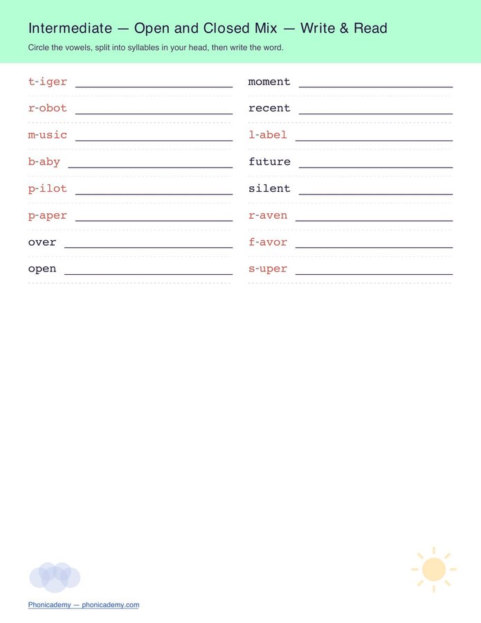 Syllable Division & Decoding Worksheet (Free PDF) — page 6