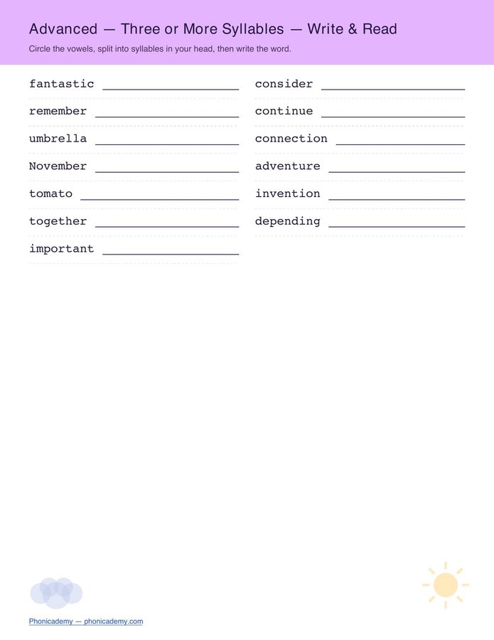 Syllable Division & Decoding Worksheet (Free PDF) — page 7