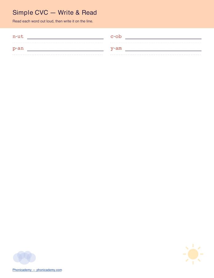 Thanksgiving Words — Write & Read (Free PDF) — page 2