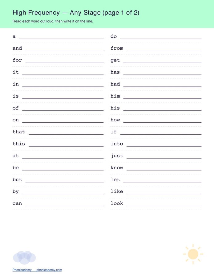 Tricky Words Worksheet — All Phases (Free PDF) — page 6