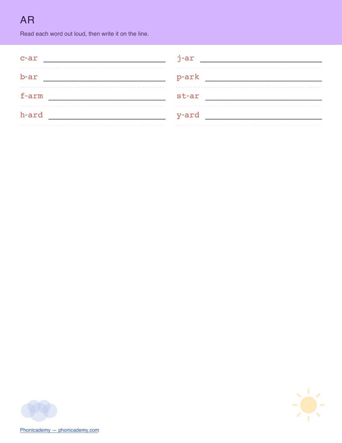 Vowel Sounds Worksheet — R-Controlled (Free PDF) — page 2