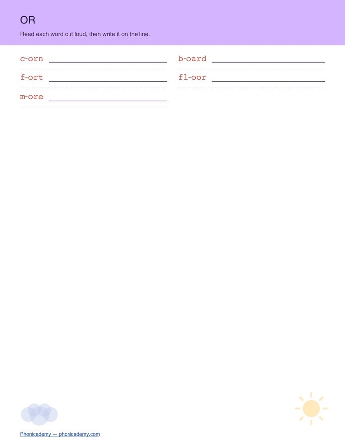 Vowel Sounds Worksheet — R-Controlled (Free PDF) — page 3