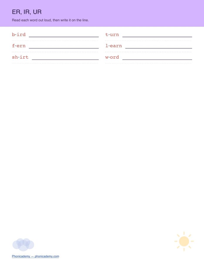 Vowel Sounds Worksheet — R-Controlled (Free PDF) — page 4