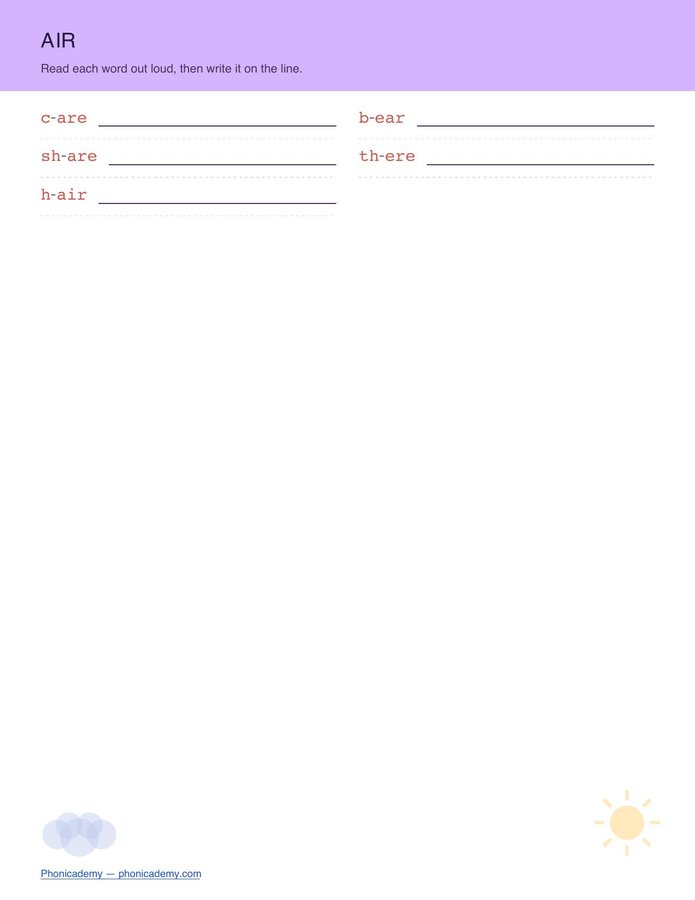 Vowel Sounds Worksheet — R-Controlled (Free PDF) — page 6
