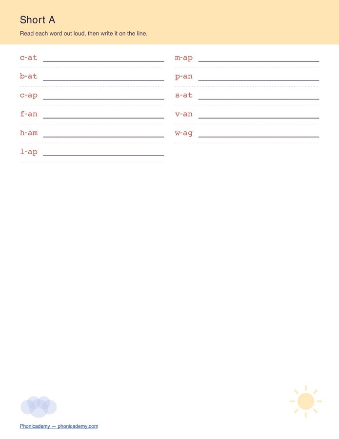 Vowel Sounds Worksheet — Short Vowels (Free PDF) — page 2