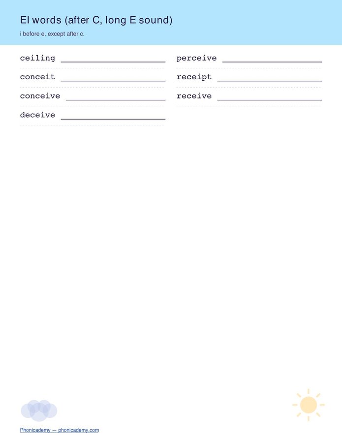Vowel Teams Worksheet — Long E (ee/ea) (Free PDF) — page 6
