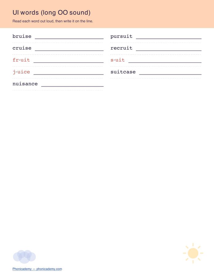 Vowel Teams Worksheet — OO Family (Free PDF) — page 5