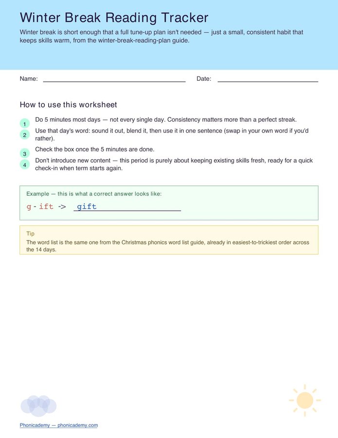 Winter Break Reading Tracker (Free PDF)