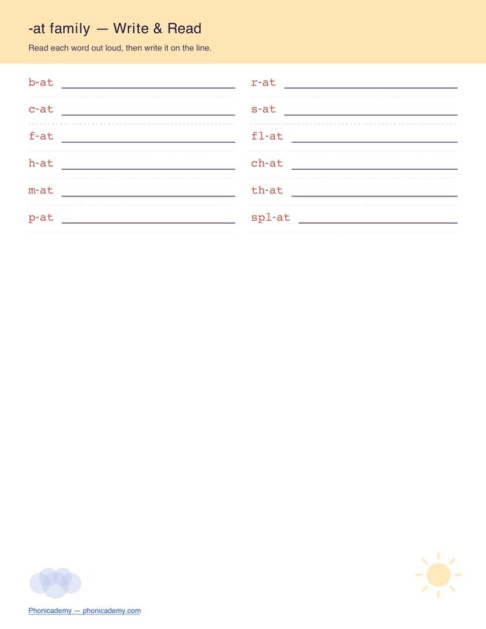 Word Families Write & Read — All 23 Families (Free PDF) — page 2