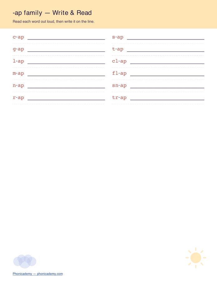 Word Families Write & Read — All 23 Families (Free PDF) — page 4