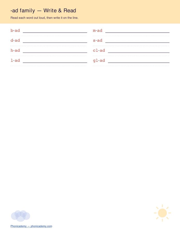 Word Families Write & Read — All 23 Families (Free PDF) — page 7
