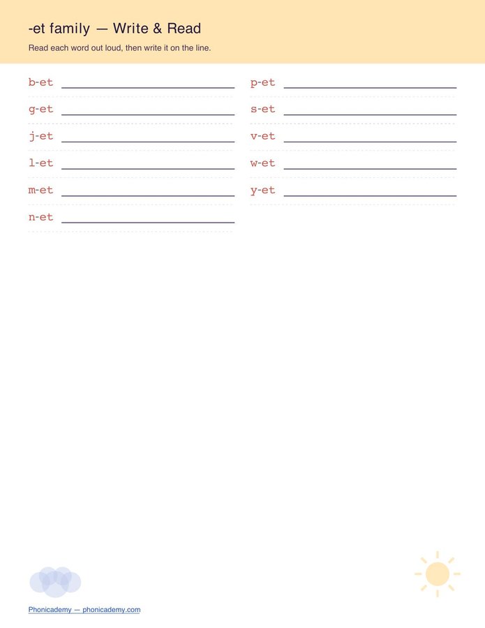 Word Families Write & Read — All 23 Families (Free PDF) — page 8