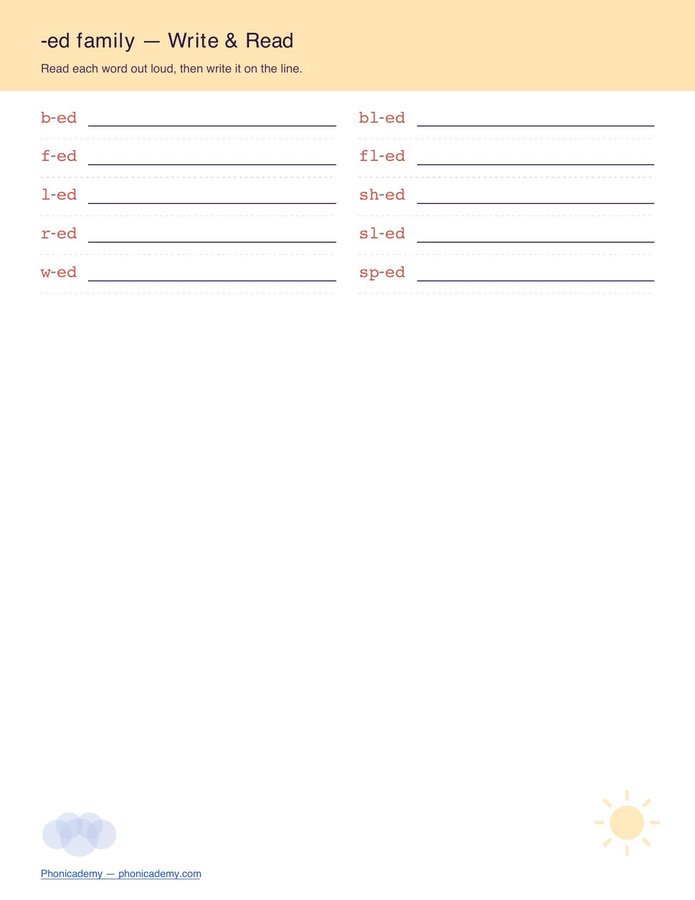 Word Families Write & Read — All 23 Families (Free PDF) — page 10
