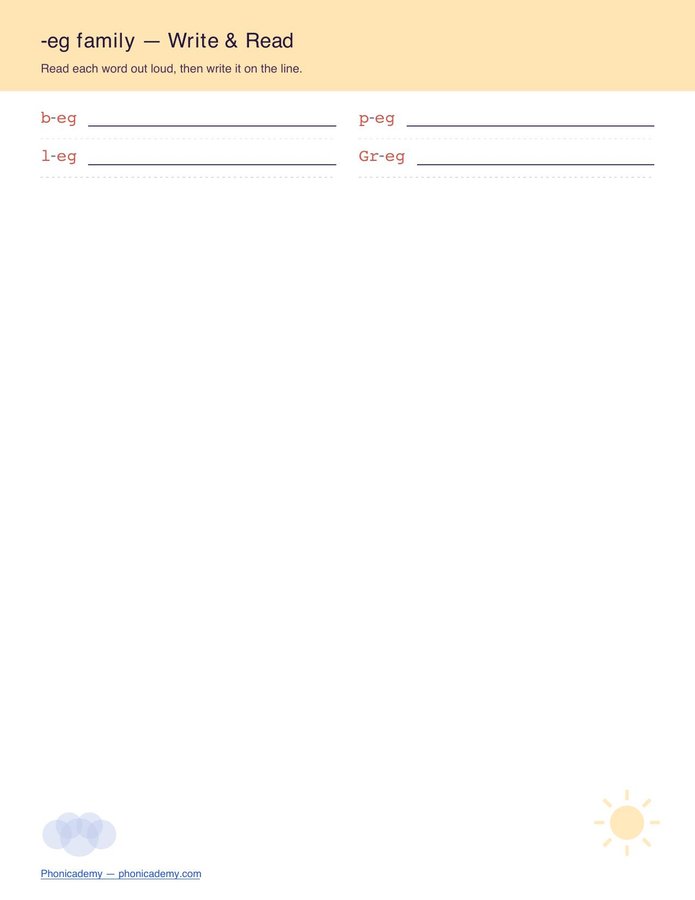 Word Families Write & Read — All 23 Families (Free PDF) — page 11