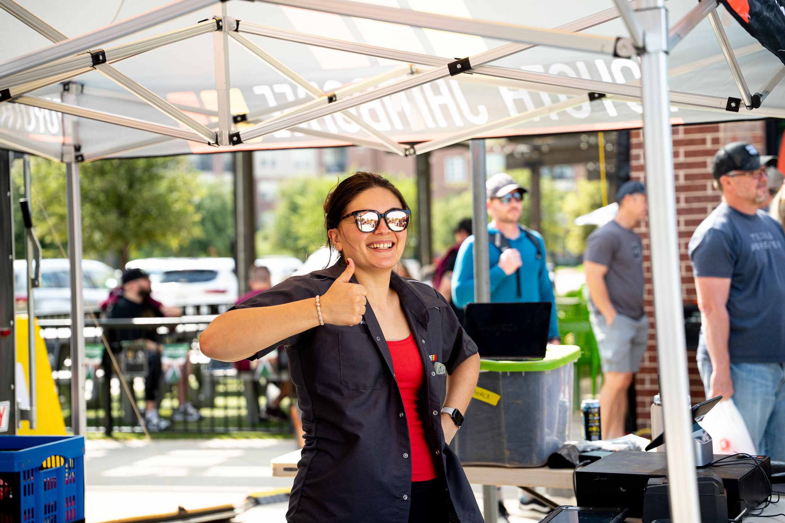 Thumbs up at the Toyota Jamboree tent