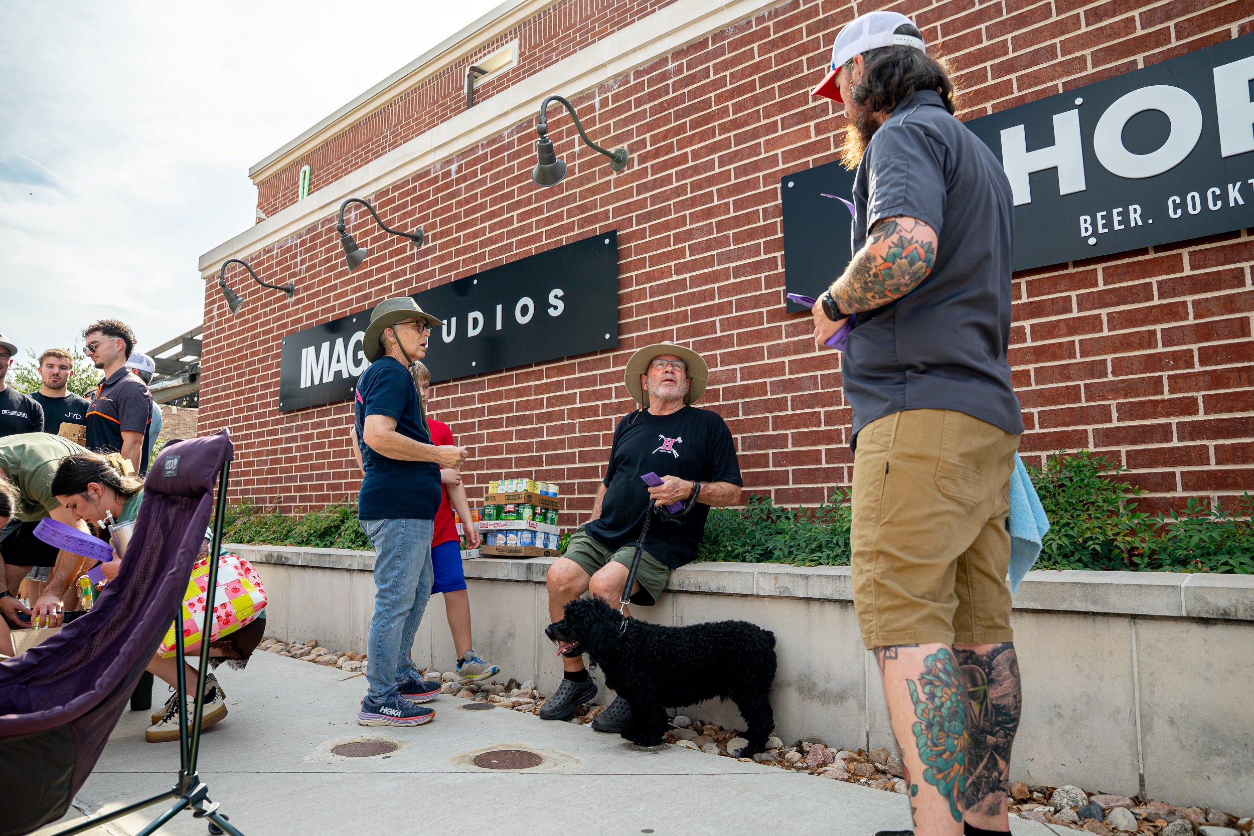 Shade, bricks and a very patient dog