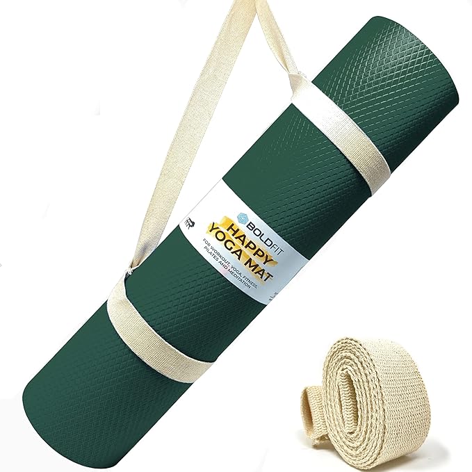 Boldfit Yoga Mats For Women Yoga Mat For Men Exercise Mat For Home Workout Gym Mat Anti Slip Yoga Mat 6Mm Workout Mat Yoga Mat For Kids Yoga Mate Gym Mats For Workout At Home - Eva, Green