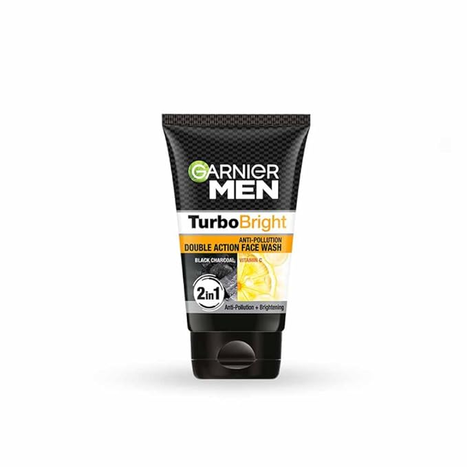Garnier Men, Face Wash, Brightening & Anti-Pollution, TurboBright Double Action, 100 g