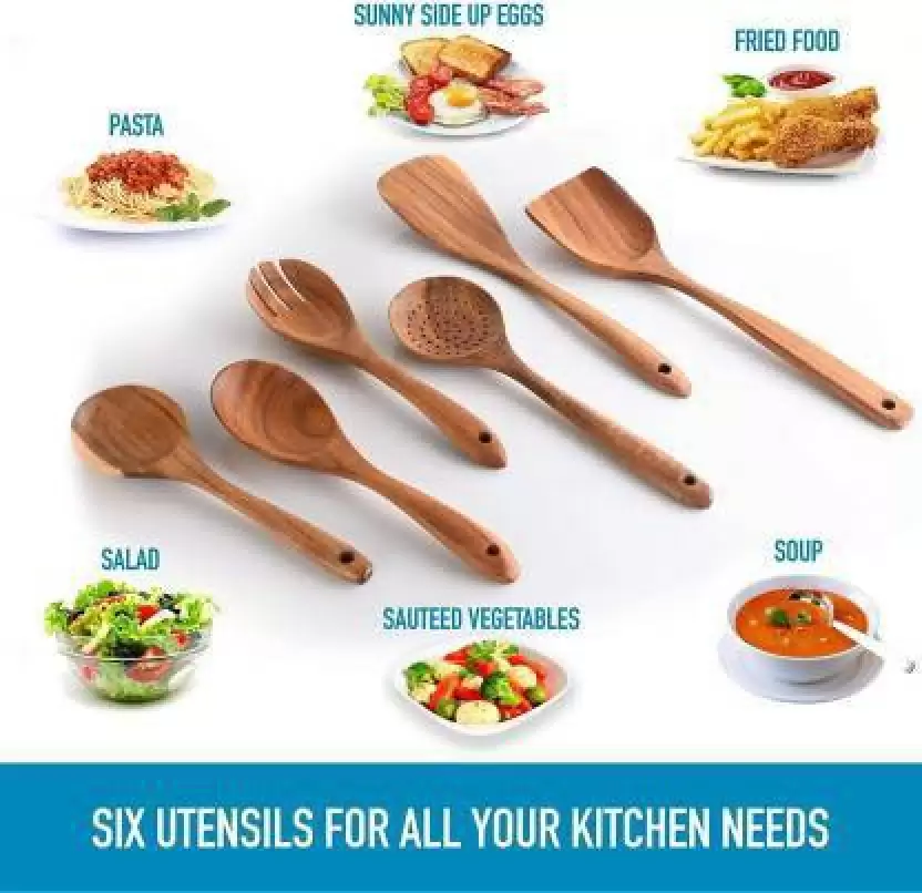 Ruby Perl Wooden Ladle  (Pack of 6)
