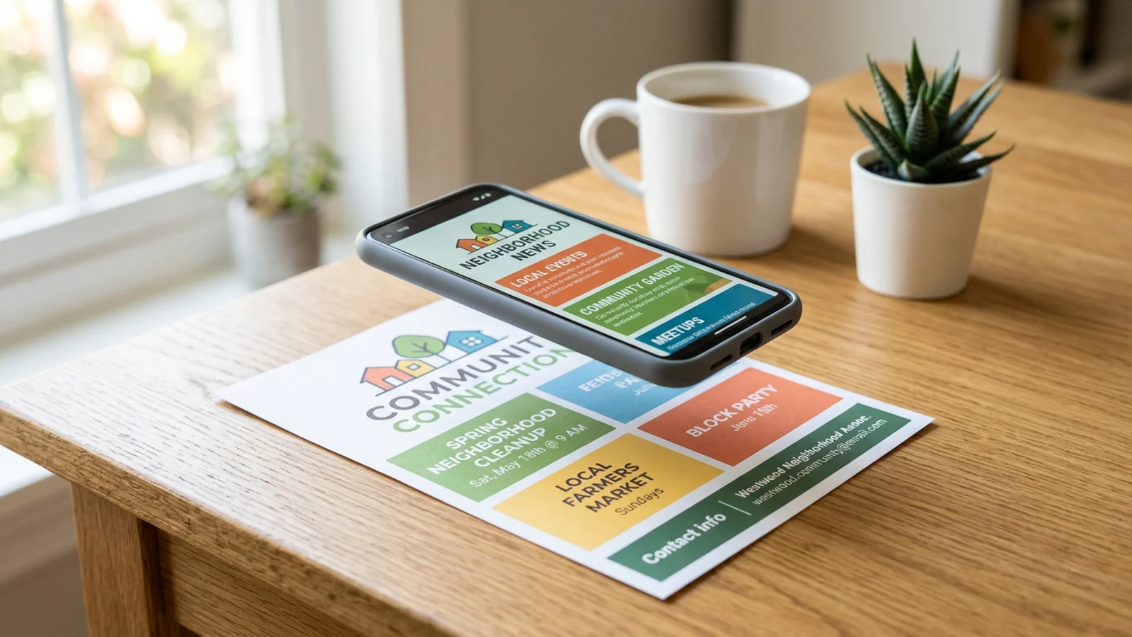 Smartphone scannt einen Community-Flyer, um die Termine zu digitalisieren.