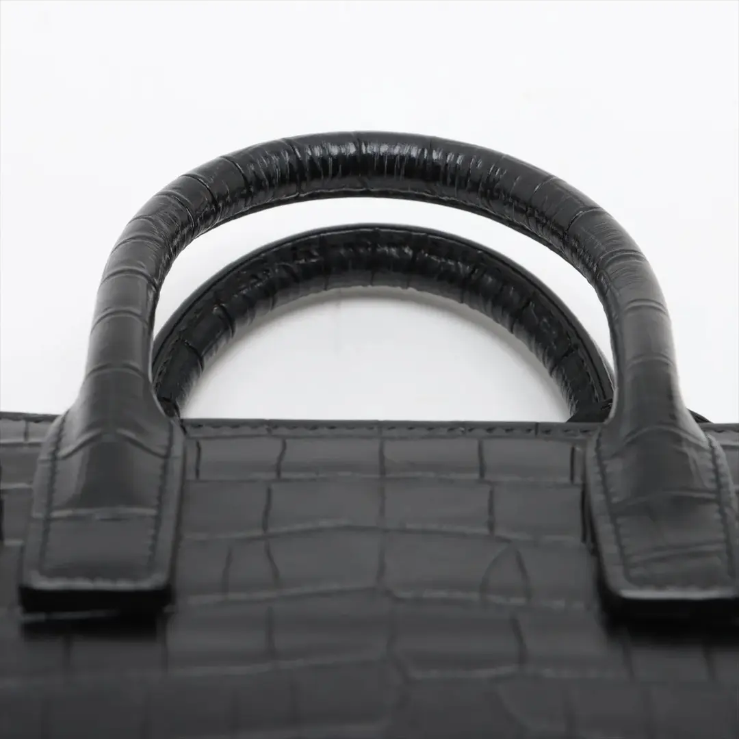 Saint Laurent Sac de Jour Black Crocodile Embossed Leather Handbag