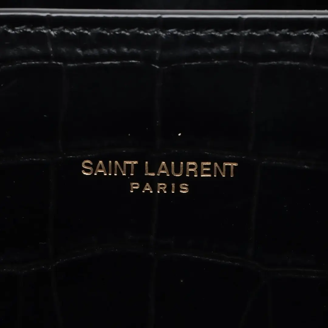Saint Laurent Sac de Jour Black Crocodile Embossed Leather Handbag