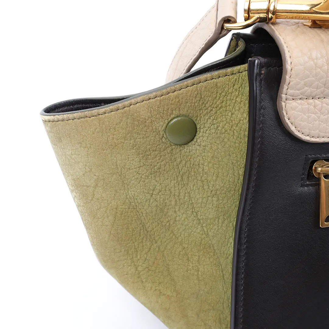Celine Trapeze Beige Leather Suede Handbag