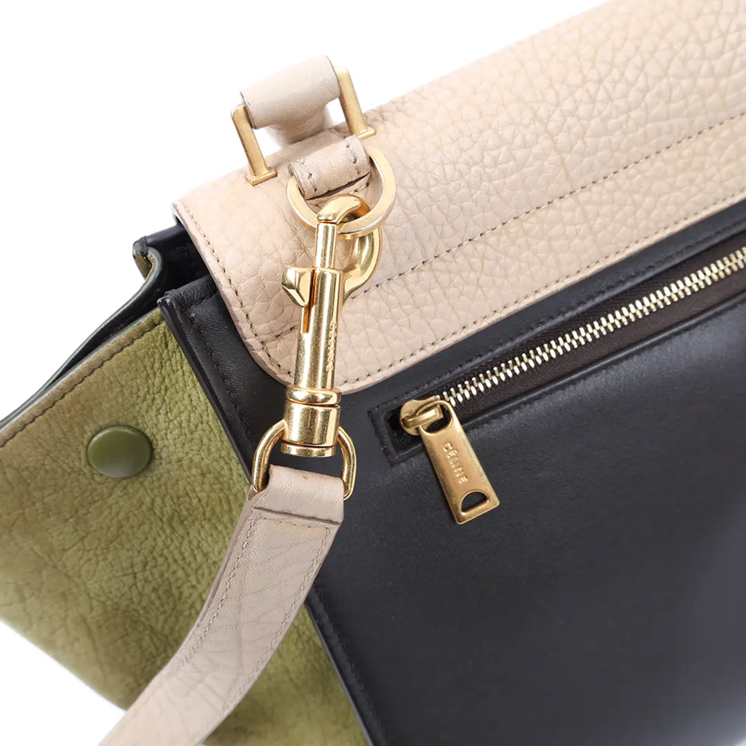 Celine Trapeze Beige Leather Suede Handbag